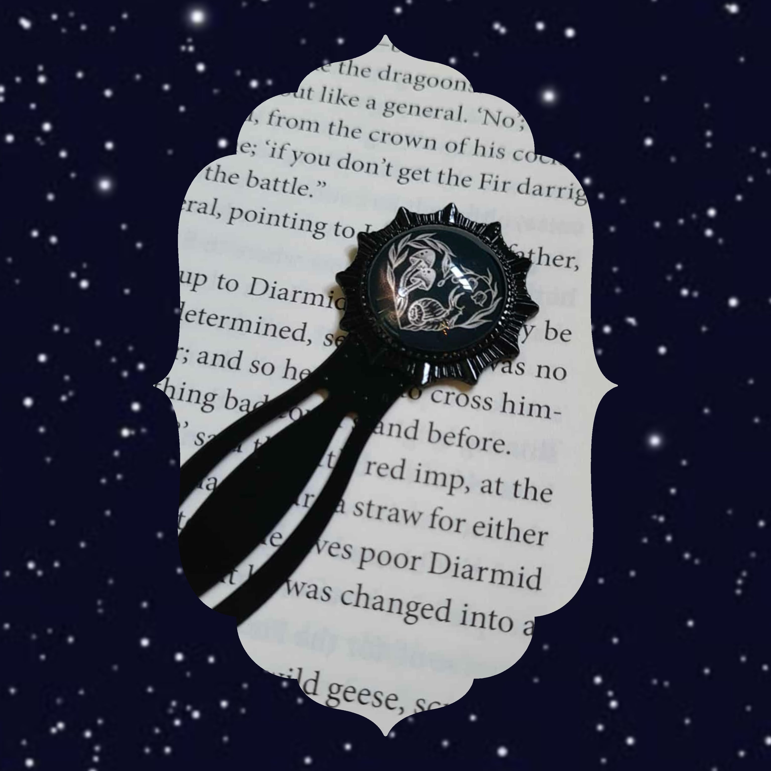 Cottagecore Heart Black Bookmark