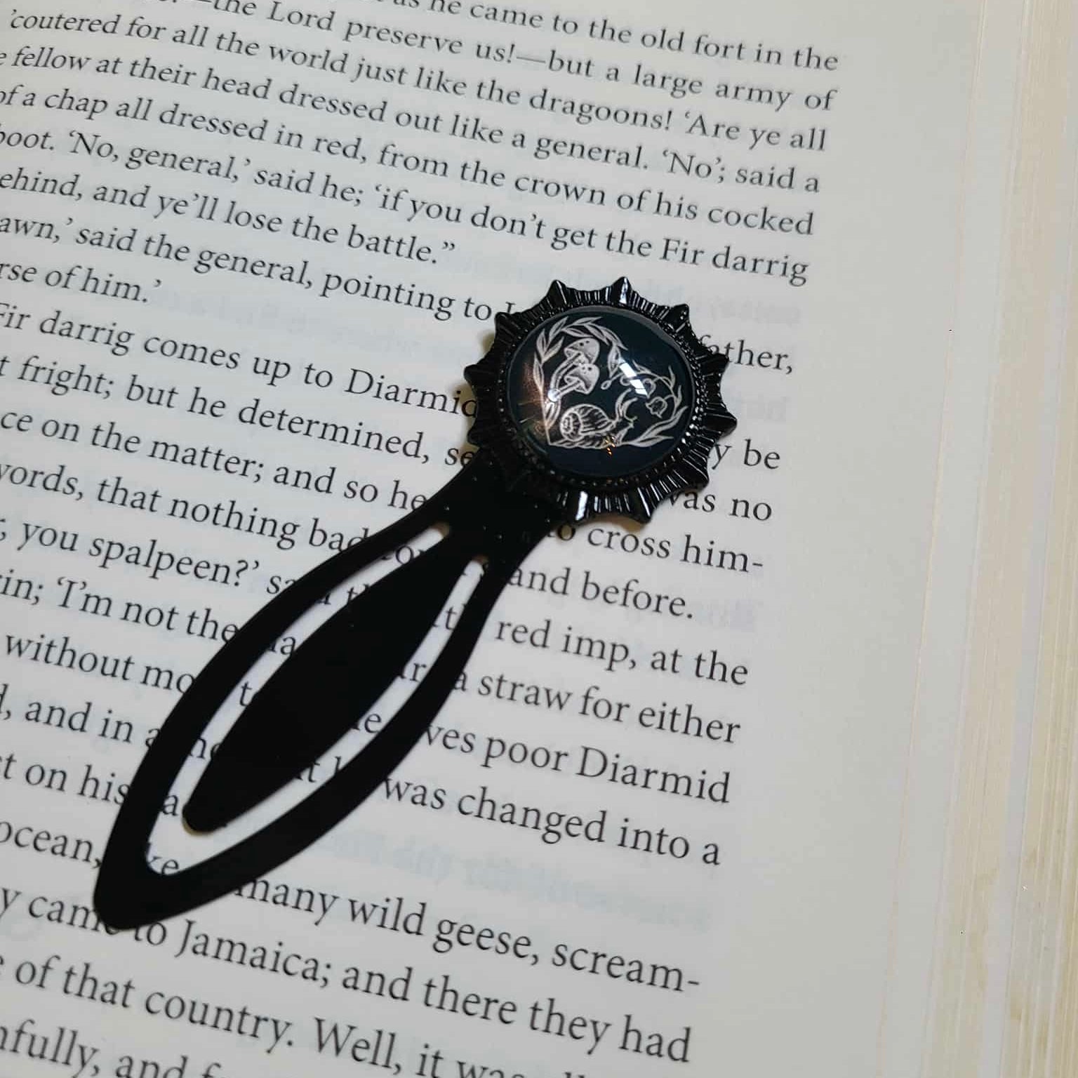Cottagecore Heart Black Bookmark